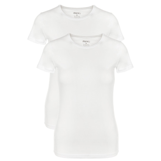 Womens White 2 Piece Short Sleeve Jersey Lycra Undershirt