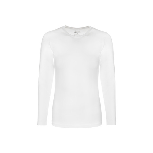 Tolin Womens White 2 Piece Long Sleeve Cotton Lycra Undershirt