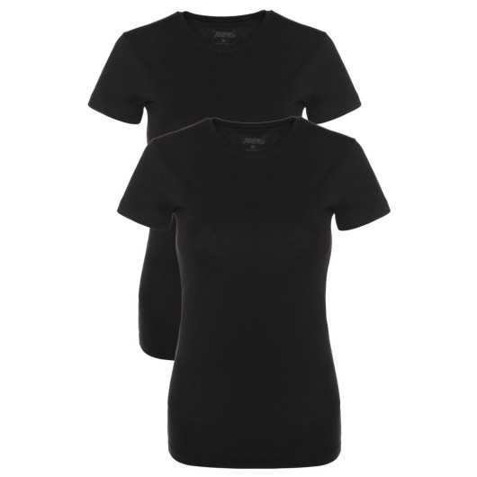 Womens Black 2 Piece Short Sleeve Jersey Lycra Undershirt