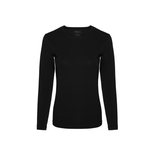 Tolin Womens Black 2 Piece Long Sleeve Cotton Lycra Undershirt