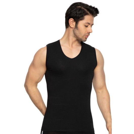 Tolin Sleeveless Bodysuit Mens Black Vneck Cotton Lycra Undershirt