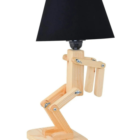 Black Wooden Skateboard Style Table Lamp