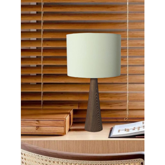 Modern Lamps Made Of Wood And Cream Fabric