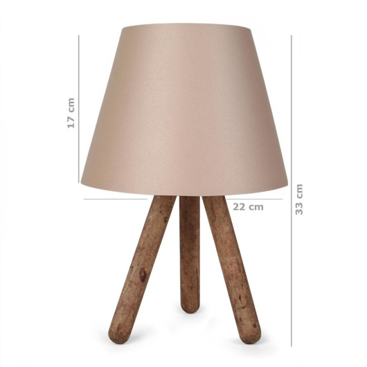 Modern Wooden Lamp With Three Legs With A Brown Pvc Head