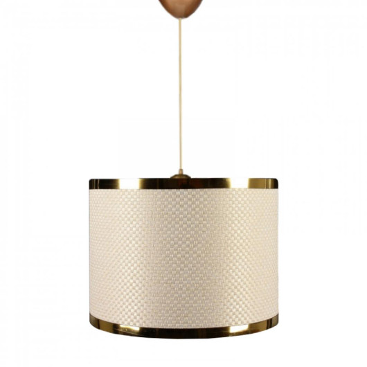 Gold Striped Single Wicker Pattern Pendant Lamp Living Room Chandelier