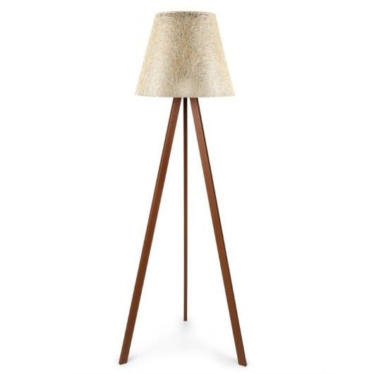 Wooden Three Legged Demountable Gold Leaf Floor Lamp