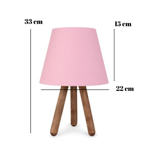 Chandelier And Lamp Set With A Pink Fabric Head And Wooden Legs