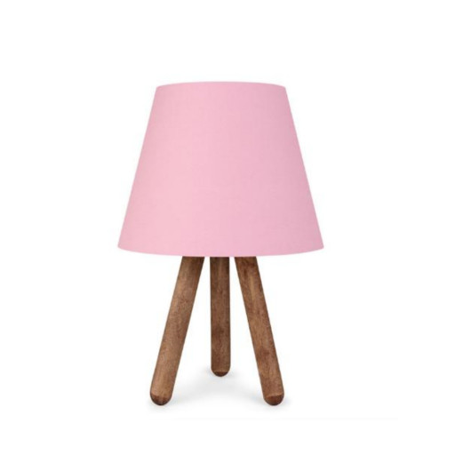 Chandelier And Lamp Set With A Pink Fabric Head And Wooden Legs