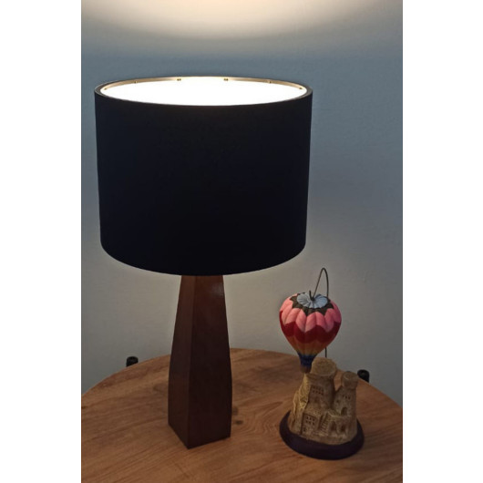 Walnut Wood Lamps With Black Fabric Head