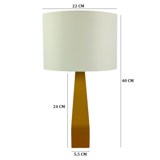 Cream Fabric Lamp With Yellow Wood Stem