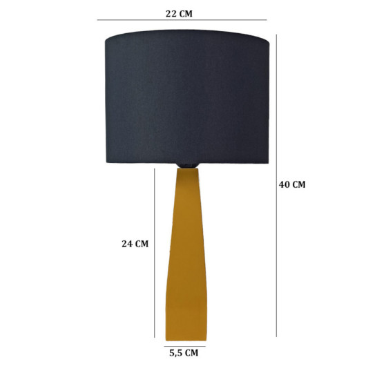 Black Fabric Lamp With Yellow Wooden Leg