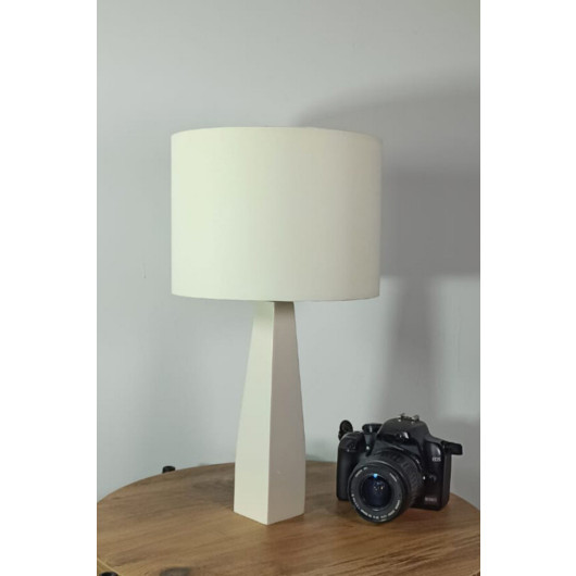 Cream Wood Lamp With Cream Fabric Head