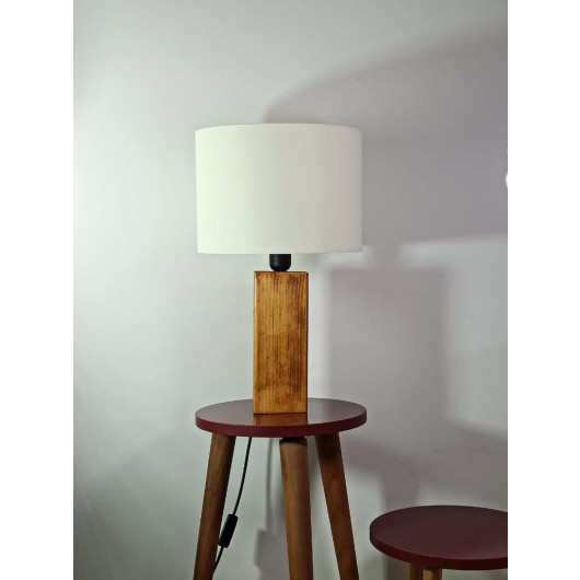 Cream Wood Fabric Table Lamp