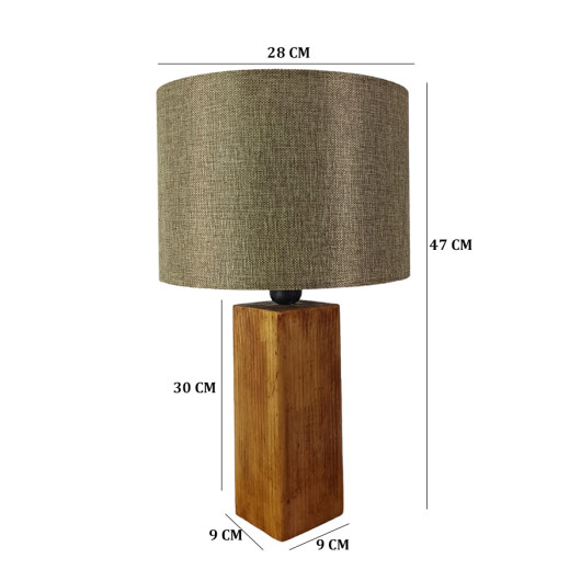 Beige Fabric Wood Table Lamp