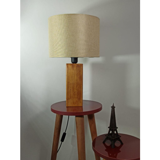 Light Pink Wood Fabric Table Lamp