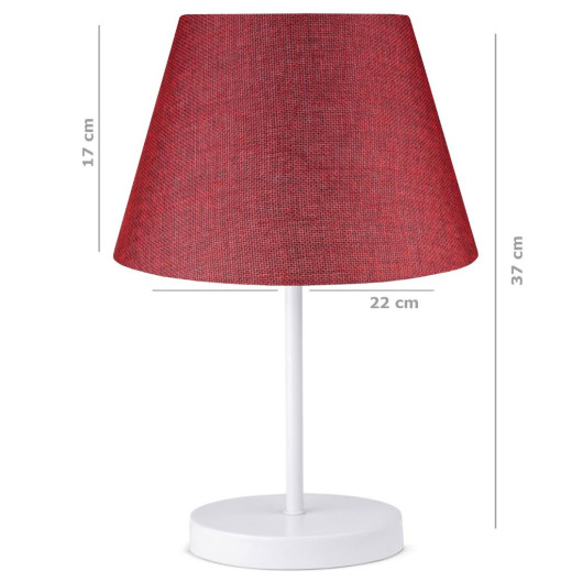 White Metal Body Lampshade Red Fabric Conical Head
