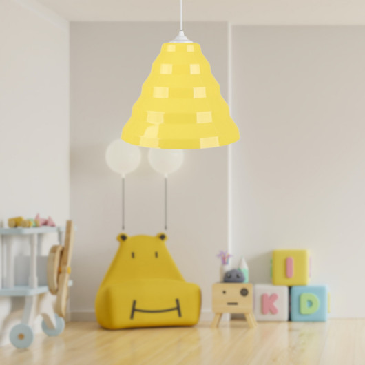 Bolton Single Yellow Mica Pendant Lamp Children Room Chandelier Entrance