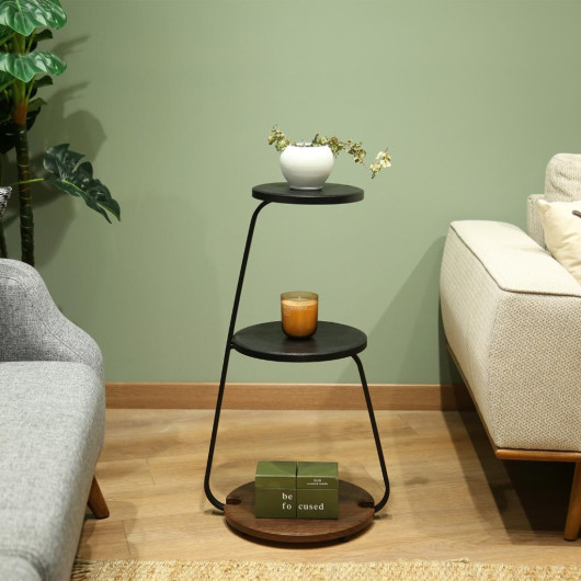 Design 3 Shelves Decorative Metal Body Multifunctional Coffee Table Living Room Corner