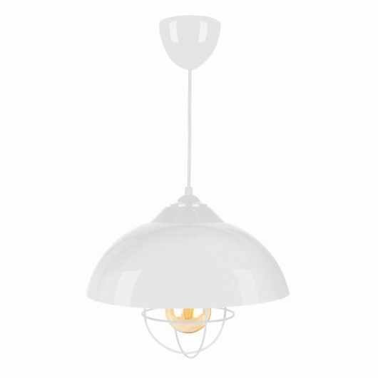 Industrial White Mica White Metal Caged Pendant Lamp