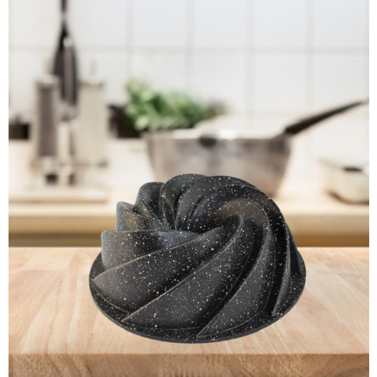 Black Rose Shaped Granite Cake Mold, 26 Cm
