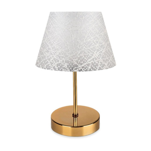 Gold Body Lampshade Fabric Covered Lace Pattern Headboard