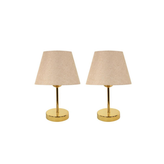 Gold Metal Leg Double Lampshade Table Lamp