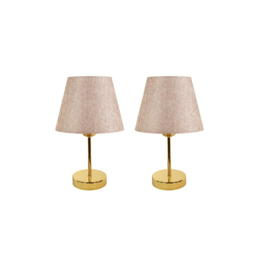 Gold Metal Leg Double Lampshade Table Lamp