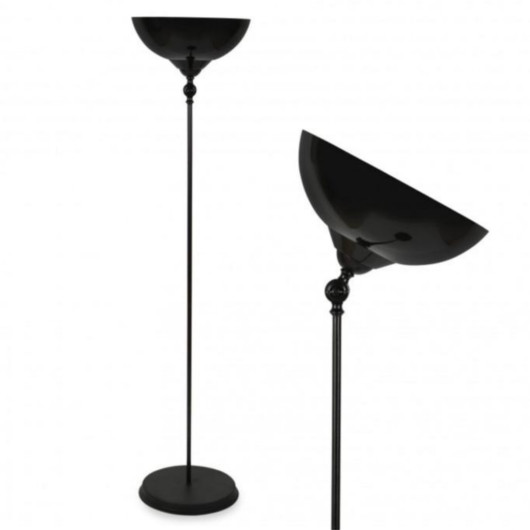 Metal Body Floor Lamp With Movable Mica Head Black Corner Lamp