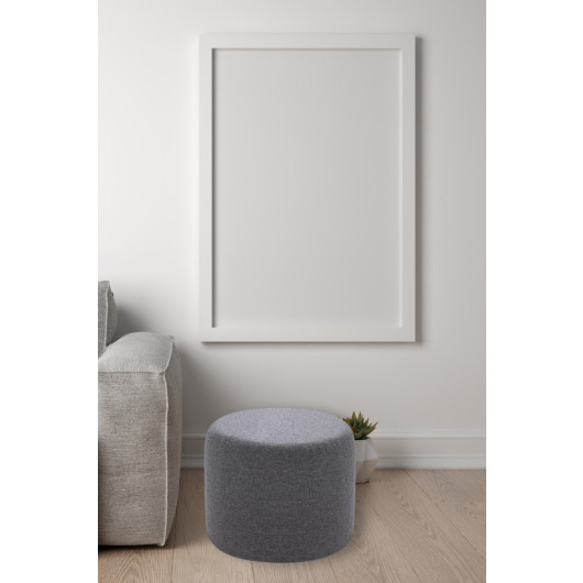 Konfor Round Pouf Gray Gray Fabric Living Room Bedroom Multi Purpose