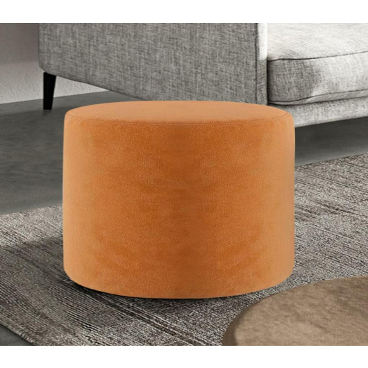 Comfort Round Pouf Orange Fabric Living Room Bedroom Multi Purpose