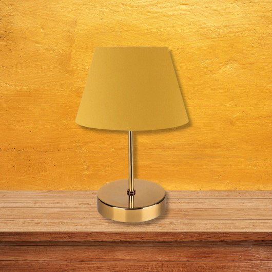 Kuzey Gold Body Lampshade Yellow Fabric Bedroom Living Room