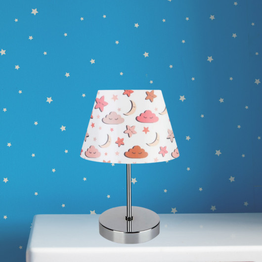 North Chrome Body Children Room Lampshade With Moon Grandpa Pattern