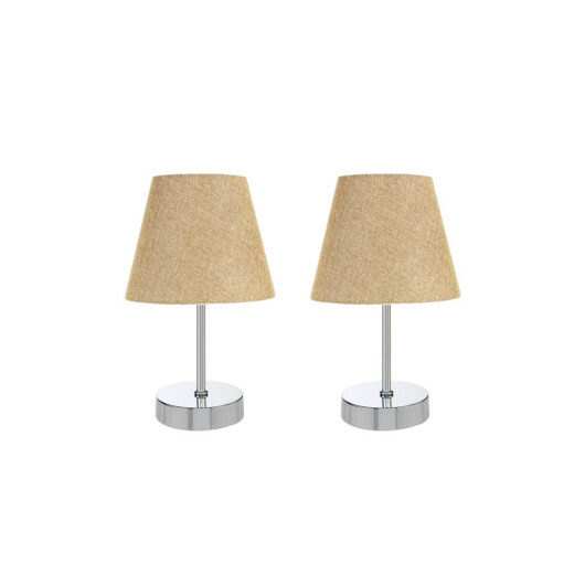 Metal Leg Double Lampshade Table Lamp Chrome