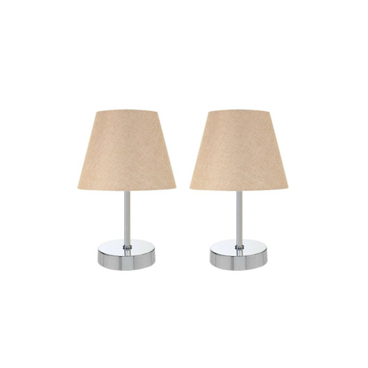 Metal Leg Double Lampshade Table Lamp Chrome