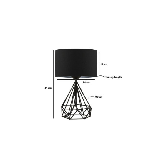 Metal Cage Black Fabric Cylinder Design Lampshade