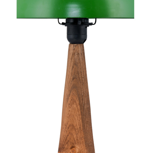 Lampeder With Wooden Base And Green Metal Head