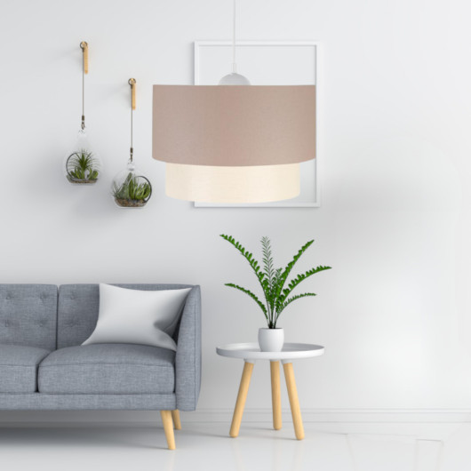 Single Pendant Lamp Chandelier Brown Fabric Bedroom Living Room