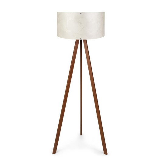 Practical Wooden Tripod Footed Cream Branched Head Floor Lamp