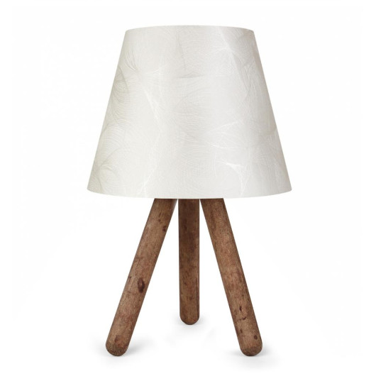 Modern Wooden Lamp With Three Legs With A Cream Pvc Head