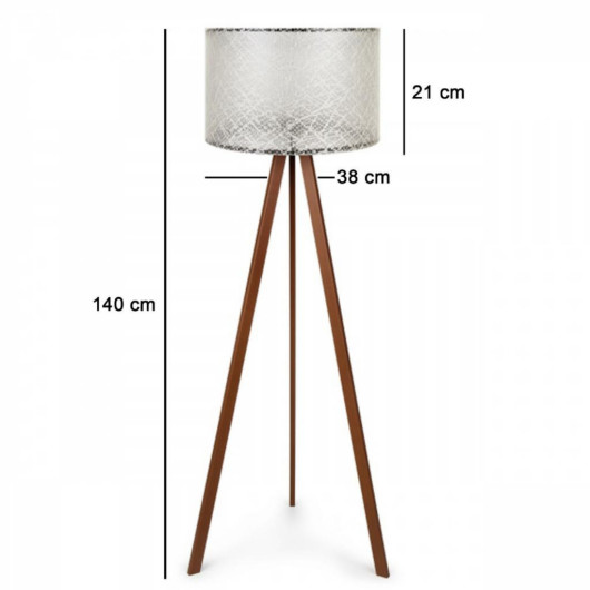 Wooden Three Legged Tripod Floor Lamp Cream Head Corner Lamp