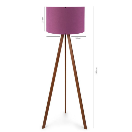 Wooden Three Legged Tripod Floor Lamp Purple Fabric Headboard Corner Lamp