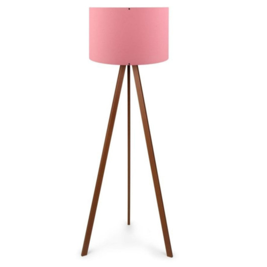 Wooden Three Legged Floor Lamp Pink Fabric Headboard Corner Lamp