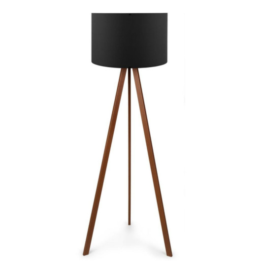 Practical Wooden Three Legged Tripod Floor Lamp Black Fabric Head Corner Lamp