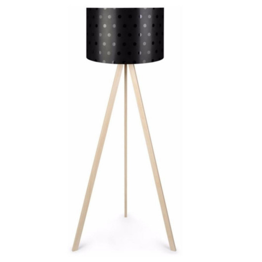 Wooden Three Legged Floor Lamp Black Polka Dot Headboard Corner Lamp