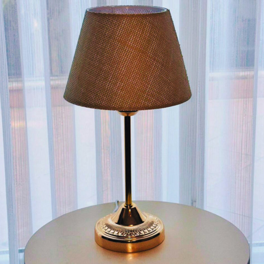 Gold Metal Leg Lampshade Wicker Covered Headboard Bedroom Lampshade