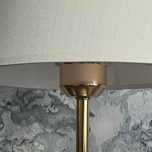 Gold Metal Leg Lampshade Cream Fabric Headboard Bedroom Lampshade