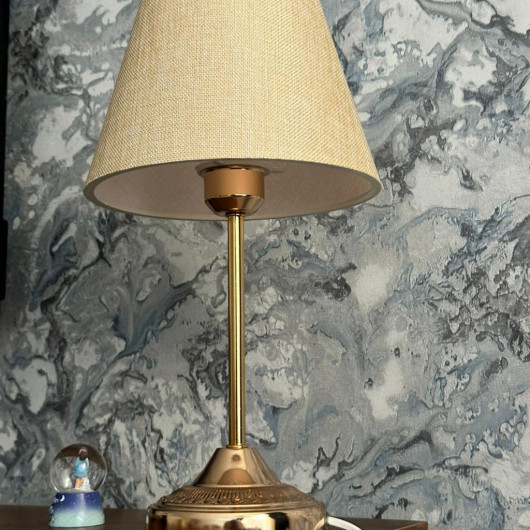 Gold Metal Stand Lampshade Powder Fabric Headboard Bedroom Lampshade