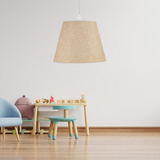 Sofia Conical Ceiling Pendant Lamp Beige Fabric Living Room Children Room