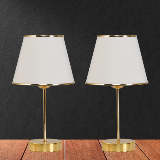 Golden Lamps With Cream Striped Fabric, Number 2