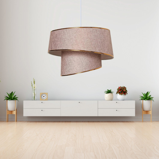 Pink And Gold Fabric Chandelier With Asymmetric Pattern